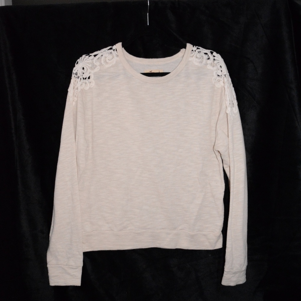 Cream Hollister Sweater/Sweatshirt - Size Small